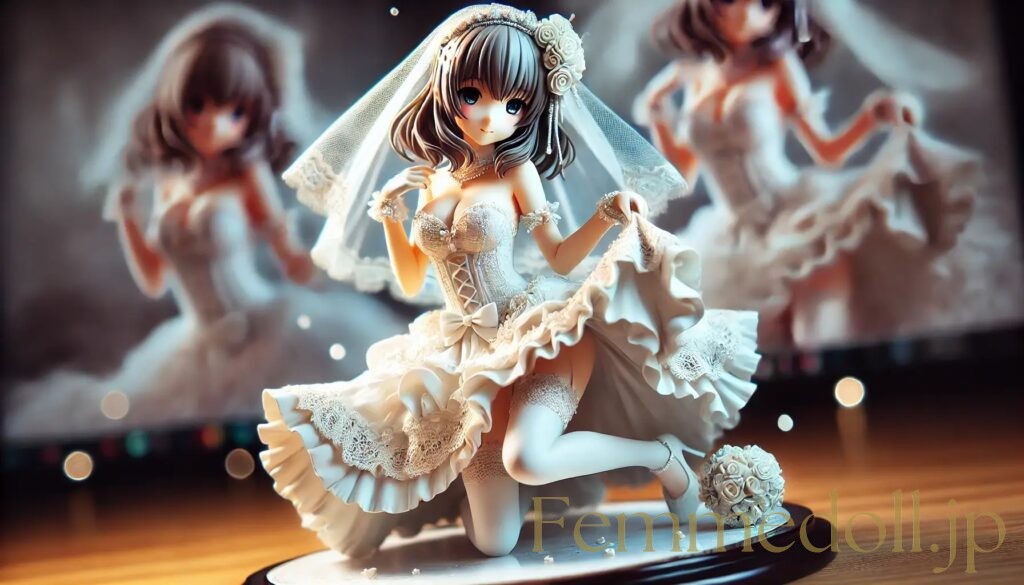 ウエディングドレス美少女フィギュア風のAIイラスト 1枚目