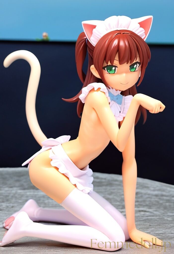 【エロ画像】　メイド貧乳猫娘のエロフィギュア風AIイラスト 12枚目