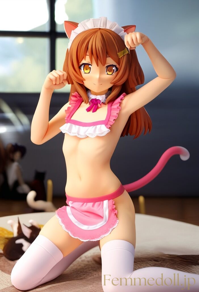 【エロ画像】　メイド貧乳猫娘のエロフィギュア風AIイラスト 18枚目