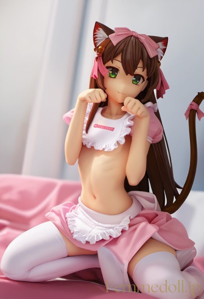 【エロ画像】　メイド貧乳猫娘のエロフィギュア風AIイラスト 17枚目