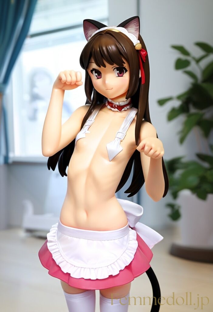 【エロ画像】　メイド貧乳猫娘のエロフィギュア風AIイラスト 15枚目