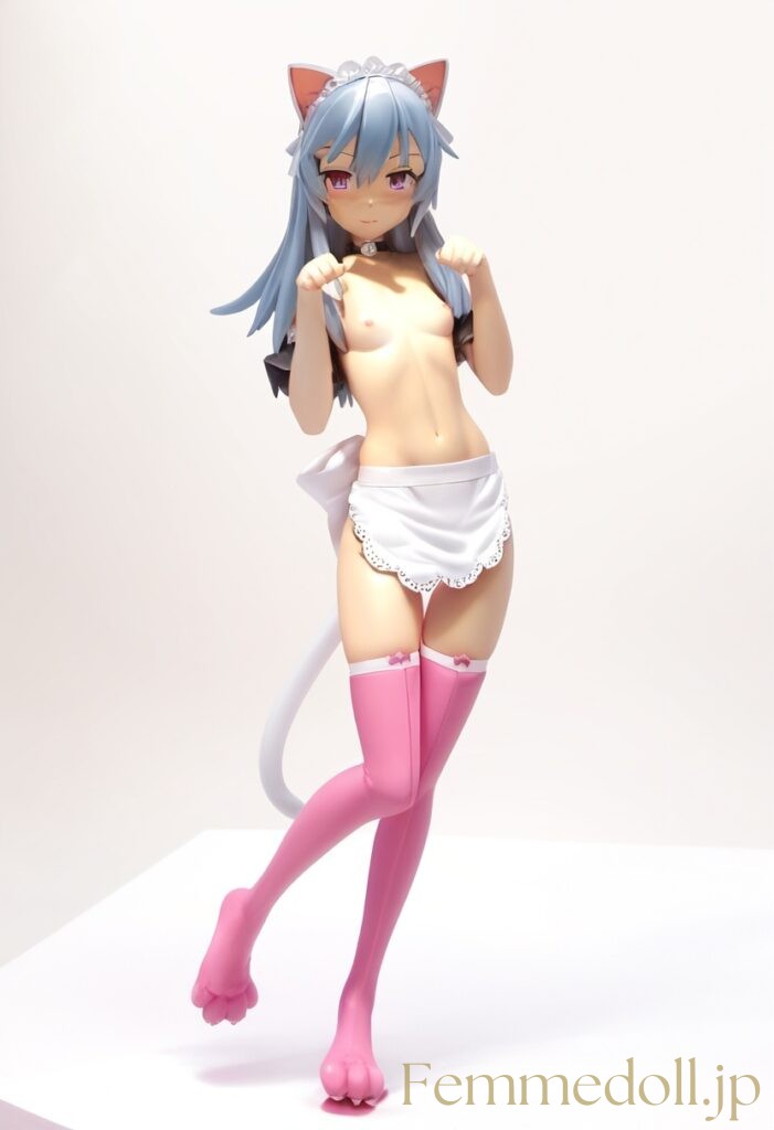 【エロ画像】　メイド貧乳猫娘のエロフィギュア風AIイラスト 6枚目