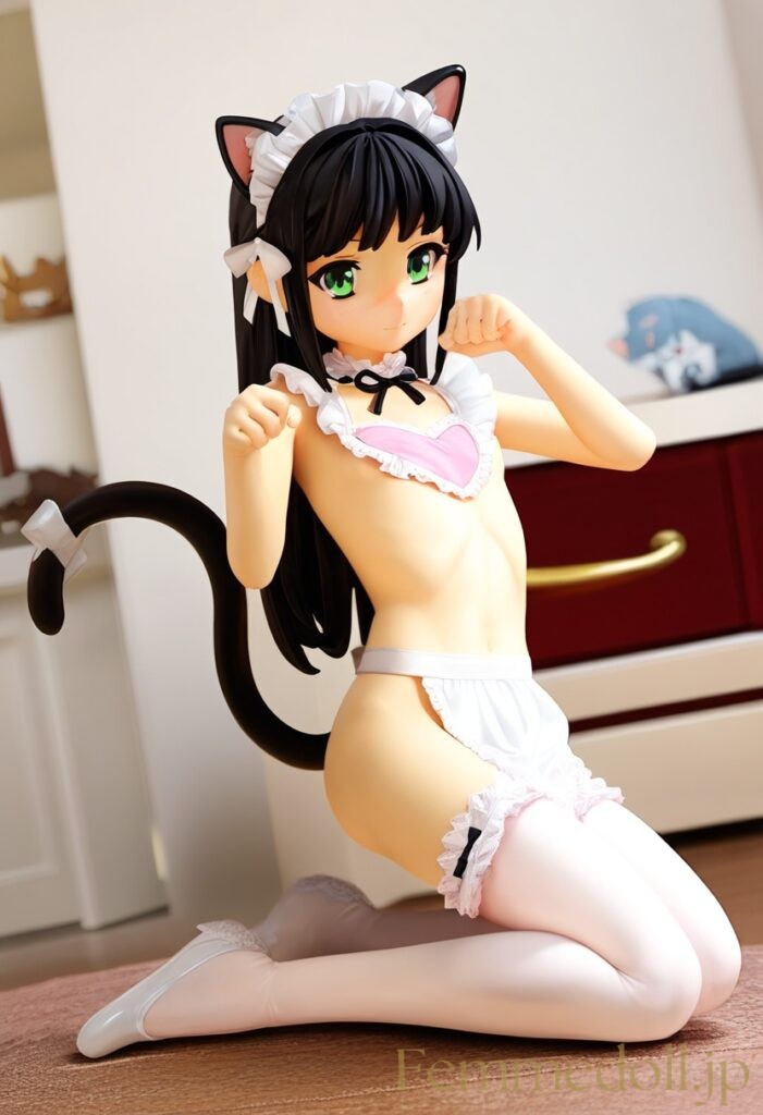 【エロ画像】　メイド貧乳猫娘のエロフィギュア風AIイラスト 20枚目