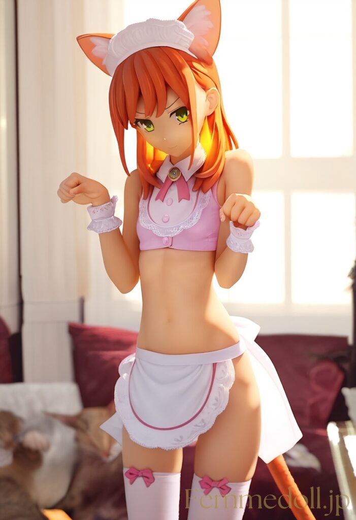 【エロ画像】　メイド貧乳猫娘のエロフィギュア風AIイラスト 21枚目