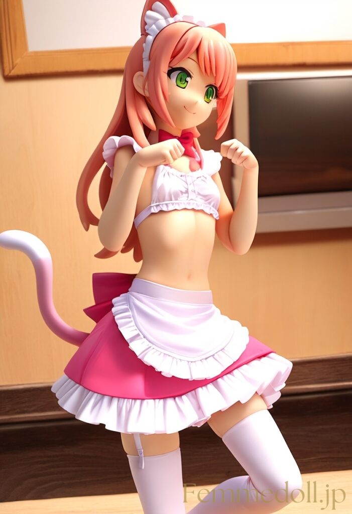 【エロ画像】　メイド貧乳猫娘のエロフィギュア風AIイラスト 24枚目