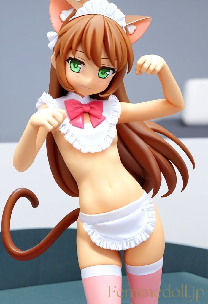 【エロ画像】　メイド貧乳猫娘のエロフィギュア風AIイラスト 9枚目