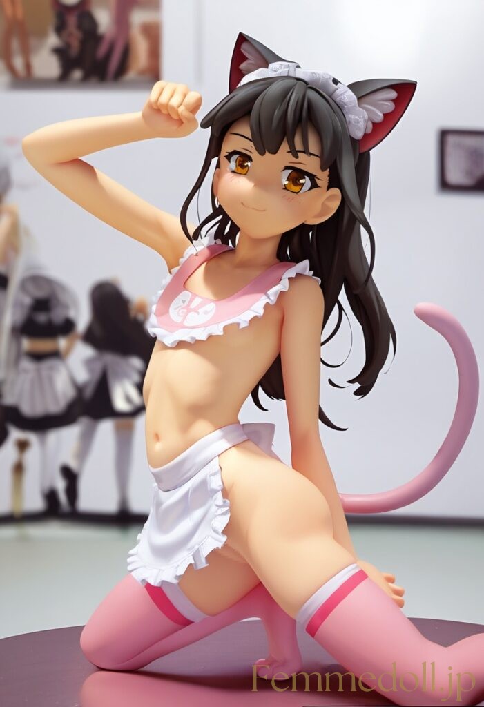 【エロ画像】　メイド貧乳猫娘のエロフィギュア風AIイラスト 8枚目