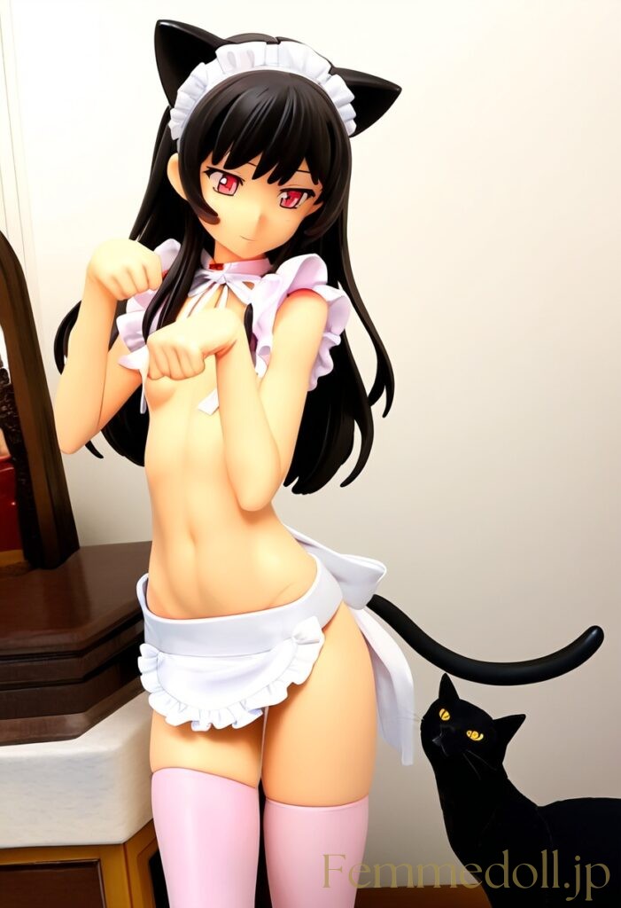 【エロ画像】　メイド貧乳猫娘のエロフィギュア風AIイラスト 5枚目