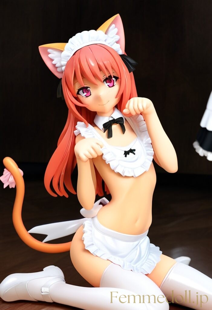 【エロ画像】　メイド貧乳猫娘のエロフィギュア風AIイラスト 4枚目