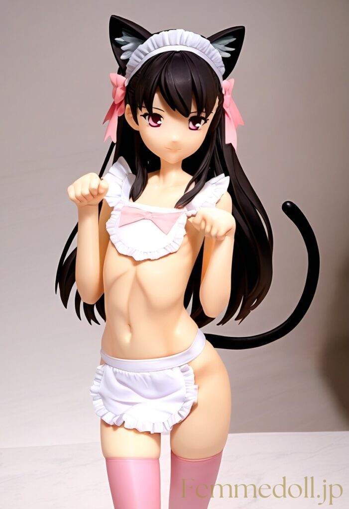 【エロ画像】　メイド貧乳猫娘のエロフィギュア風AIイラスト 3枚目