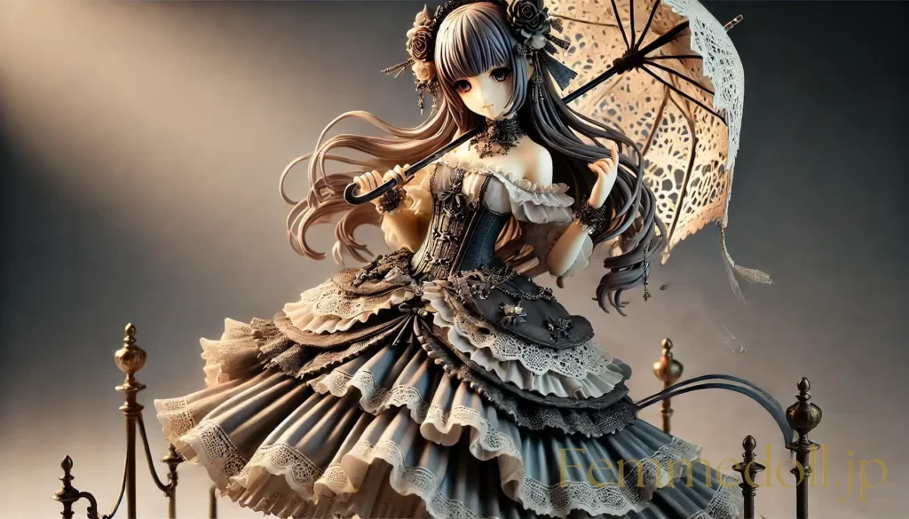ゴスロリ衣装の美少女フィギュア風AIイラスト 16枚目