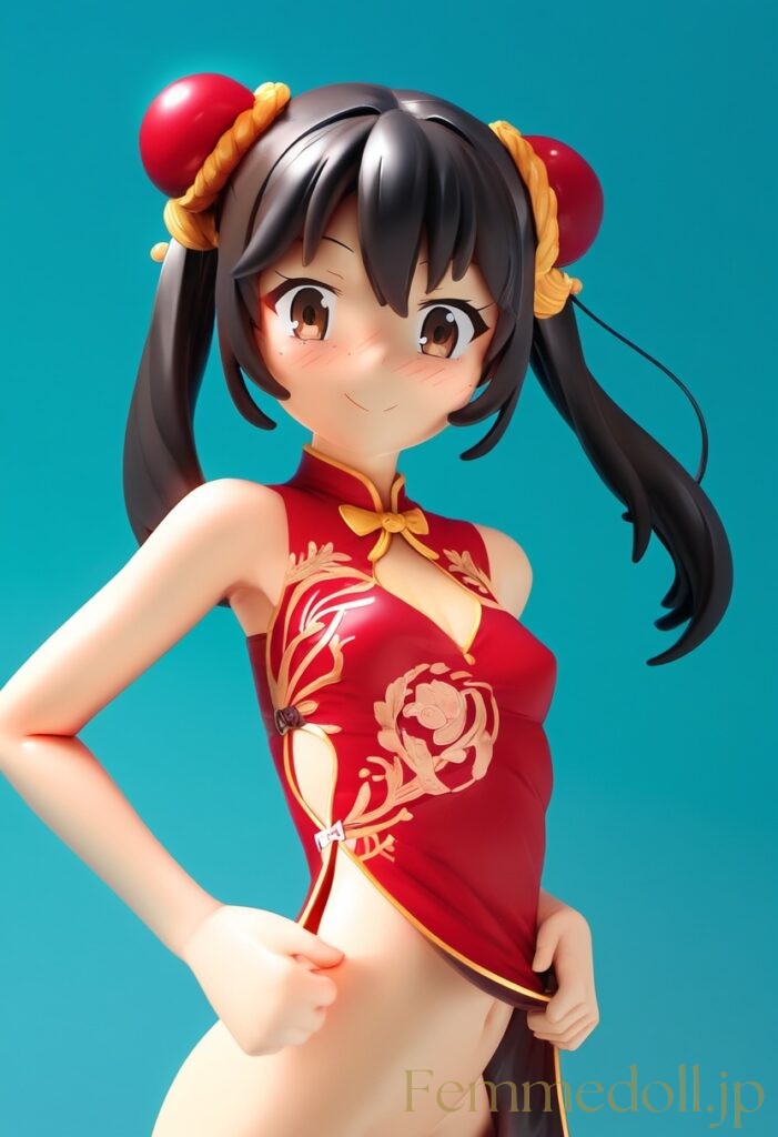 【エロ画像】　つるぺた美少女の高露出チャイナエロフィギュア風AIイラスト 20枚目