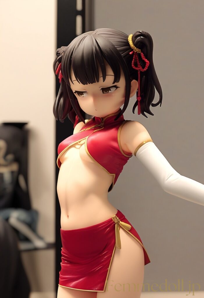 【エロ画像】　つるぺた美少女の高露出チャイナエロフィギュア風AIイラスト 22枚目