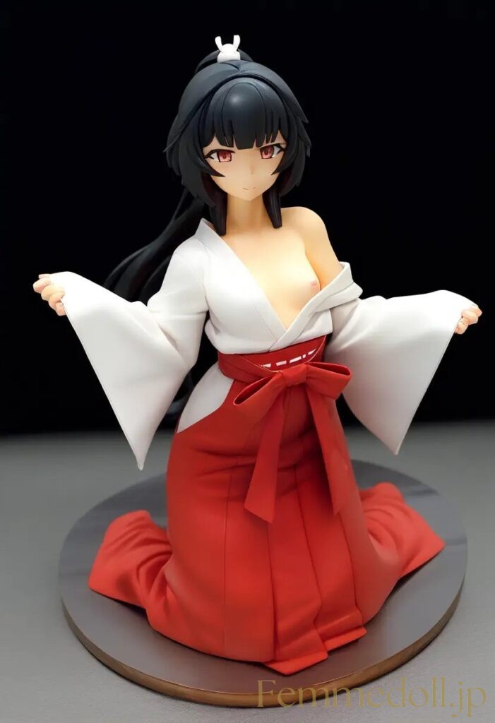 【エロ画像】　巫女服美少女のエロフィギュア風AIイラスト 8枚目