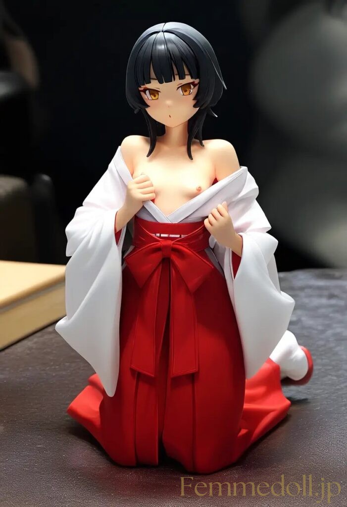 【エロ画像】　巫女服美少女のエロフィギュア風AIイラスト 2枚目