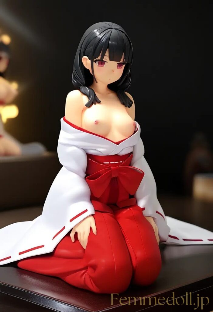 【エロ画像】　巫女服美少女のエロフィギュア風AIイラスト 15枚目