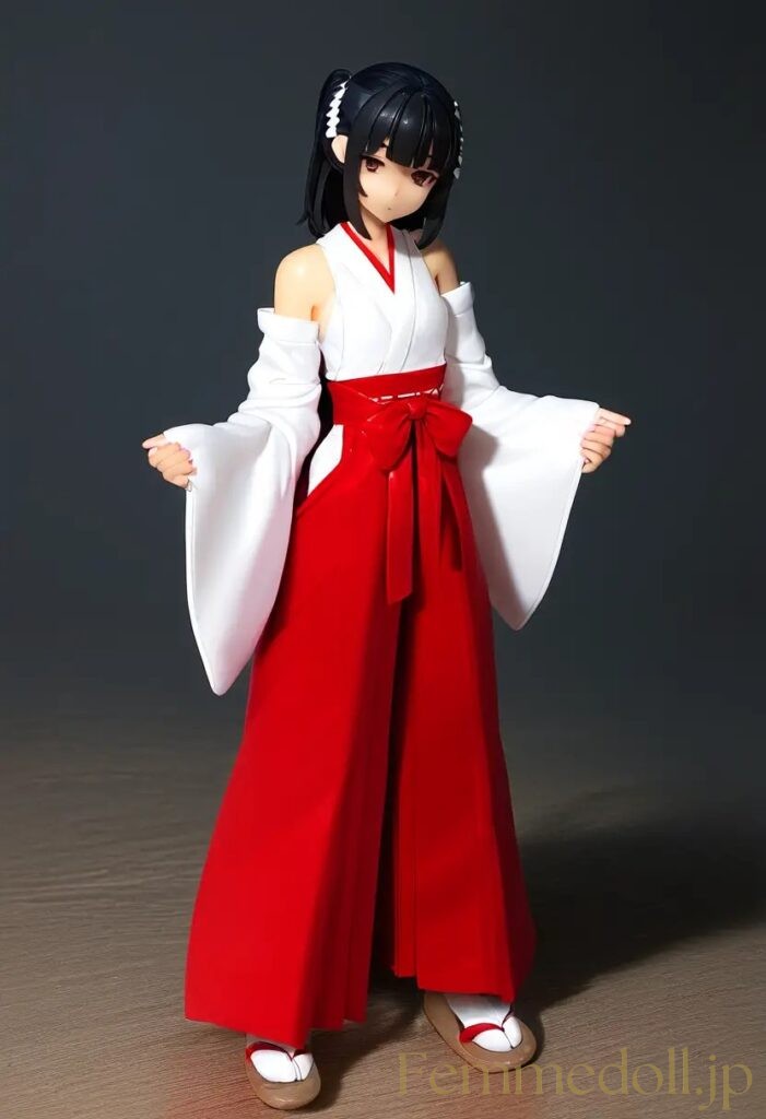 【エロ画像】　巫女服美少女のエロフィギュア風AIイラスト 19枚目