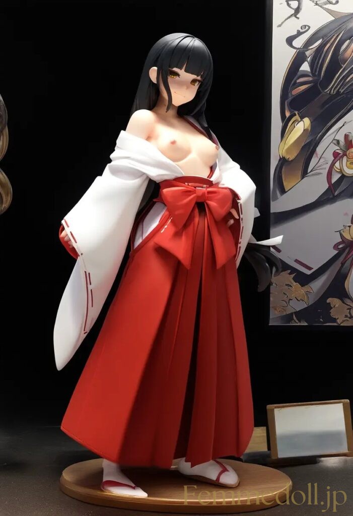 【エロ画像】　巫女服美少女のエロフィギュア風AIイラスト 20枚目