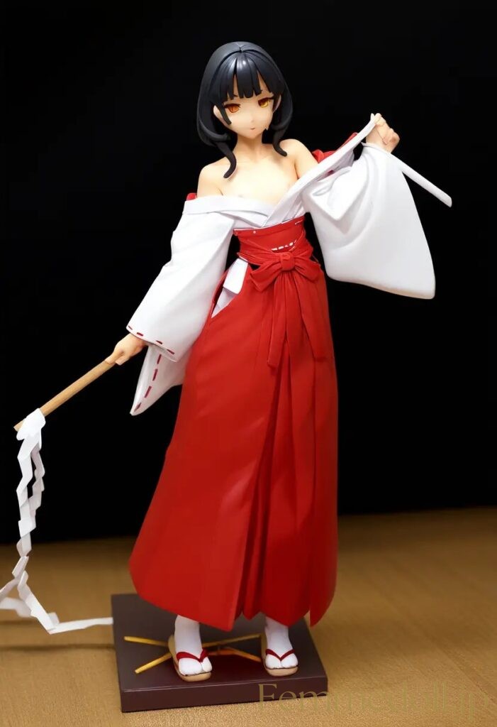 【エロ画像】　巫女服美少女のエロフィギュア風AIイラスト 25枚目