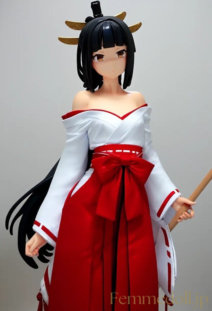【エロ画像】　巫女服美少女のエロフィギュア風AIイラスト 24枚目
