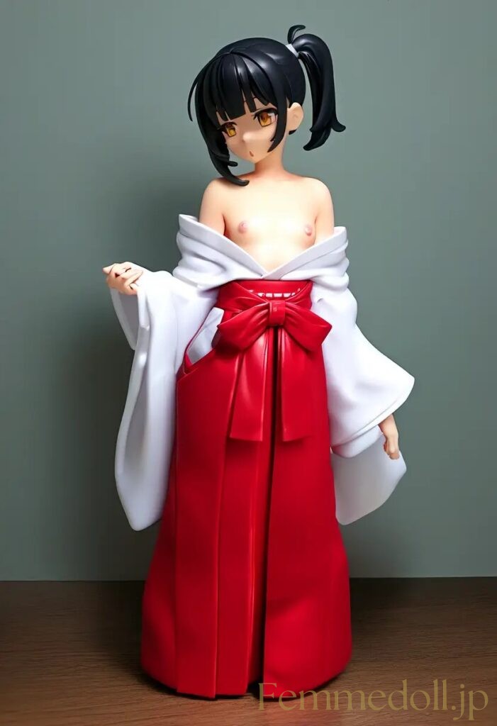 【エロ画像】　巫女服美少女のエロフィギュア風AIイラスト 4枚目