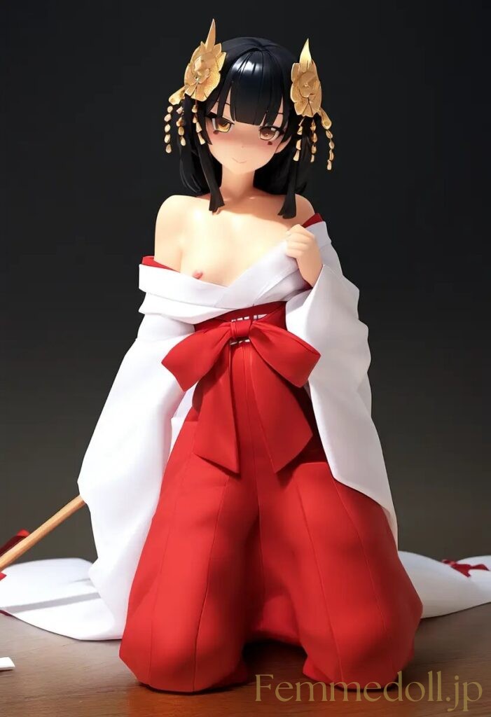 【エロ画像】　巫女服美少女のエロフィギュア風AIイラスト 22枚目