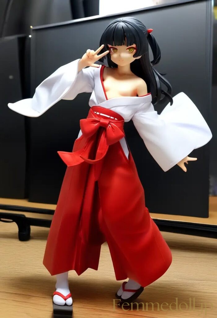 【エロ画像】　巫女服美少女のエロフィギュア風AIイラスト 6枚目