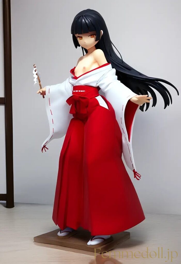 【エロ画像】　巫女服美少女のエロフィギュア風AIイラスト 1枚目