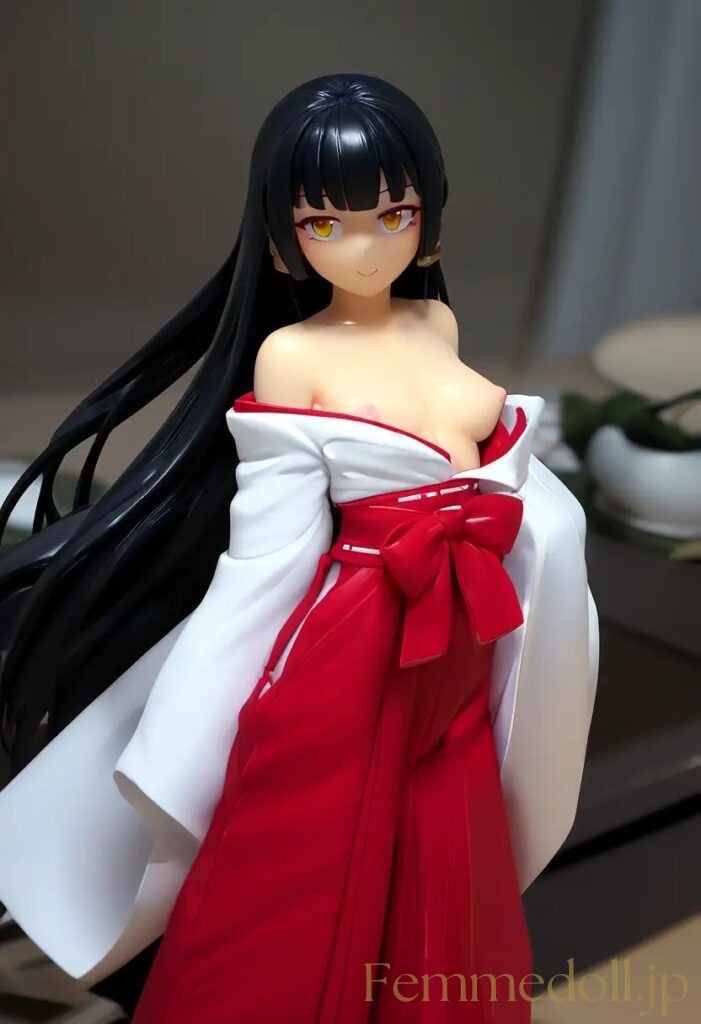 【エロ画像】　巫女服美少女のエロフィギュア風AIイラスト 5枚目