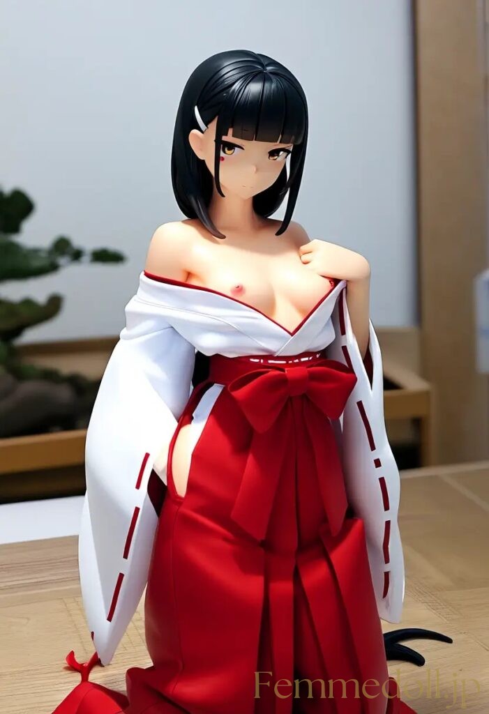 【エロ画像】　巫女服美少女のエロフィギュア風AIイラスト 3枚目