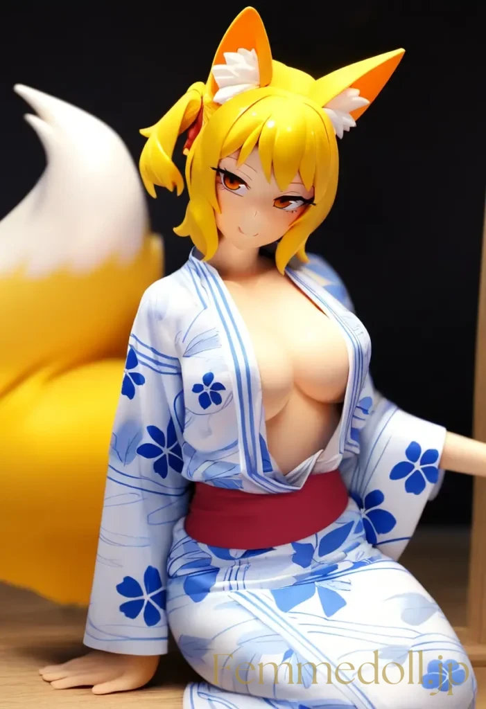 【エロ画像】女狐浴衣美女エロフィギュア風のAIイラスト 8枚目