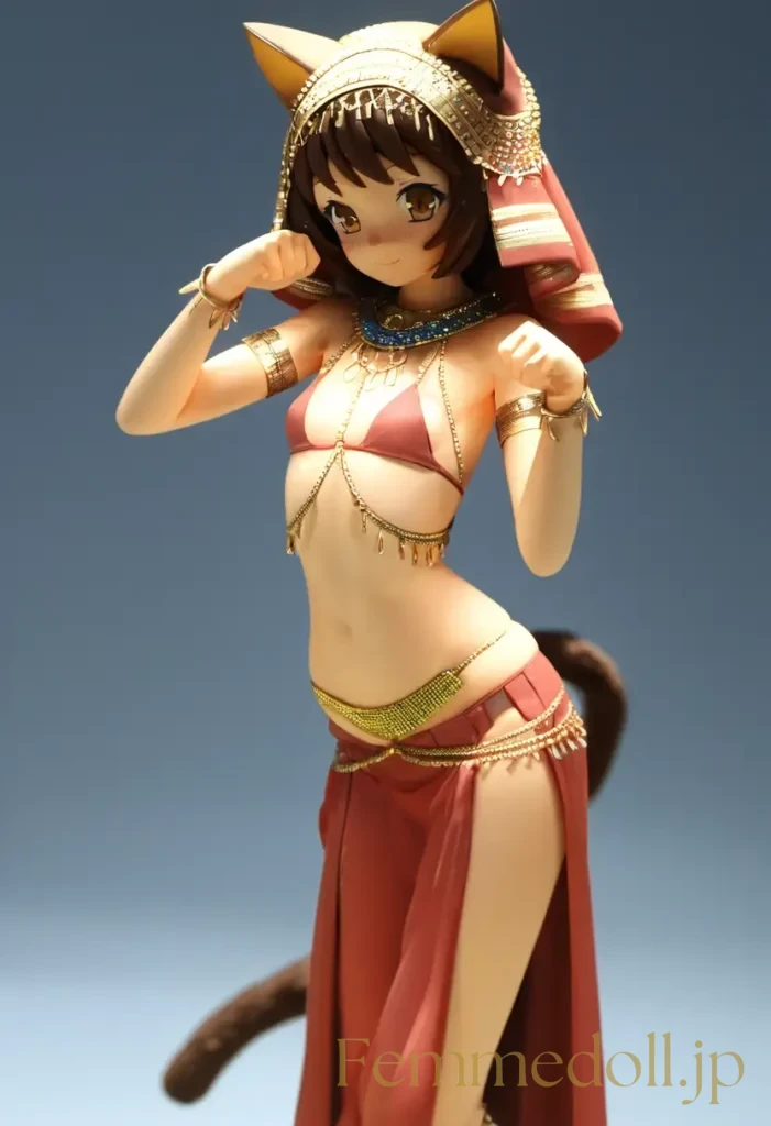 【エロ画像】　貧乳踊り子猫娘エロフィギュア風のAIイラスト 22枚目