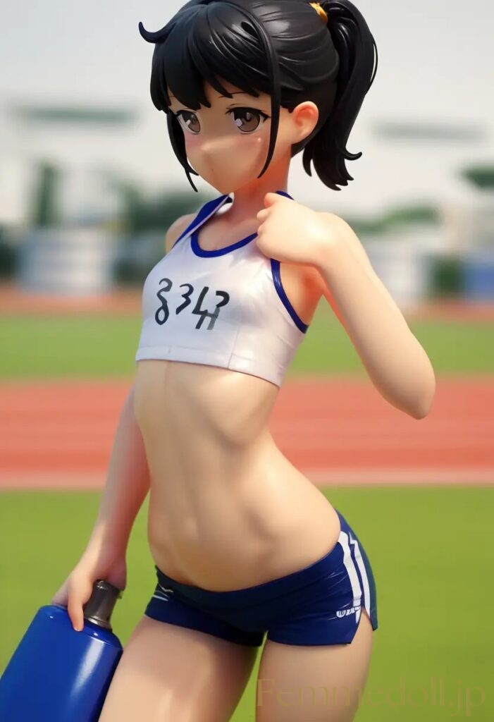 【エロ画像】　スレンダー陸上女子のエロフィギュア風AIイラスト 1枚目