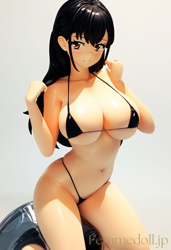 【エロ画像】マイクロビキニからはみ出そうな爆乳美少女のフィギュア風AIイラスト1 1枚目