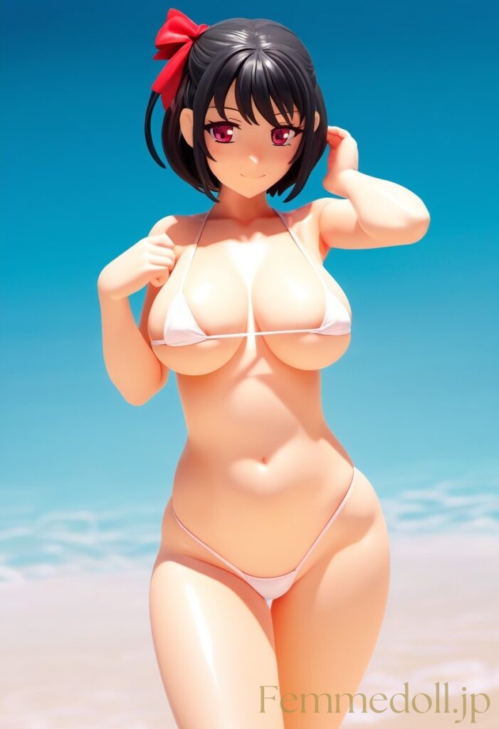 【エロ画像】マイクロビキニからはみ出そうな爆乳美少女のフィギュア風AIイラスト2 20枚目