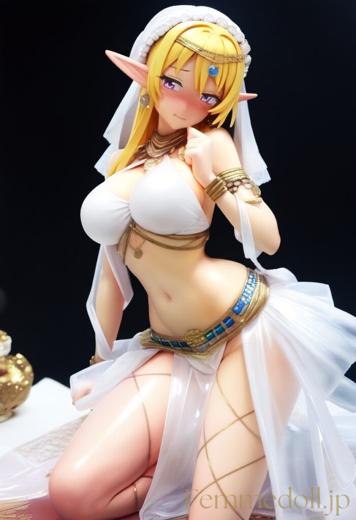 踊り子エルフのセクシー衣装エロフィギュア風AIイラスト 1枚目