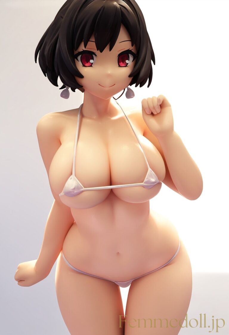 【エロ画像】マイクロビキニからはみ出そうな爆乳美少女のフィギュア風AIイラスト5