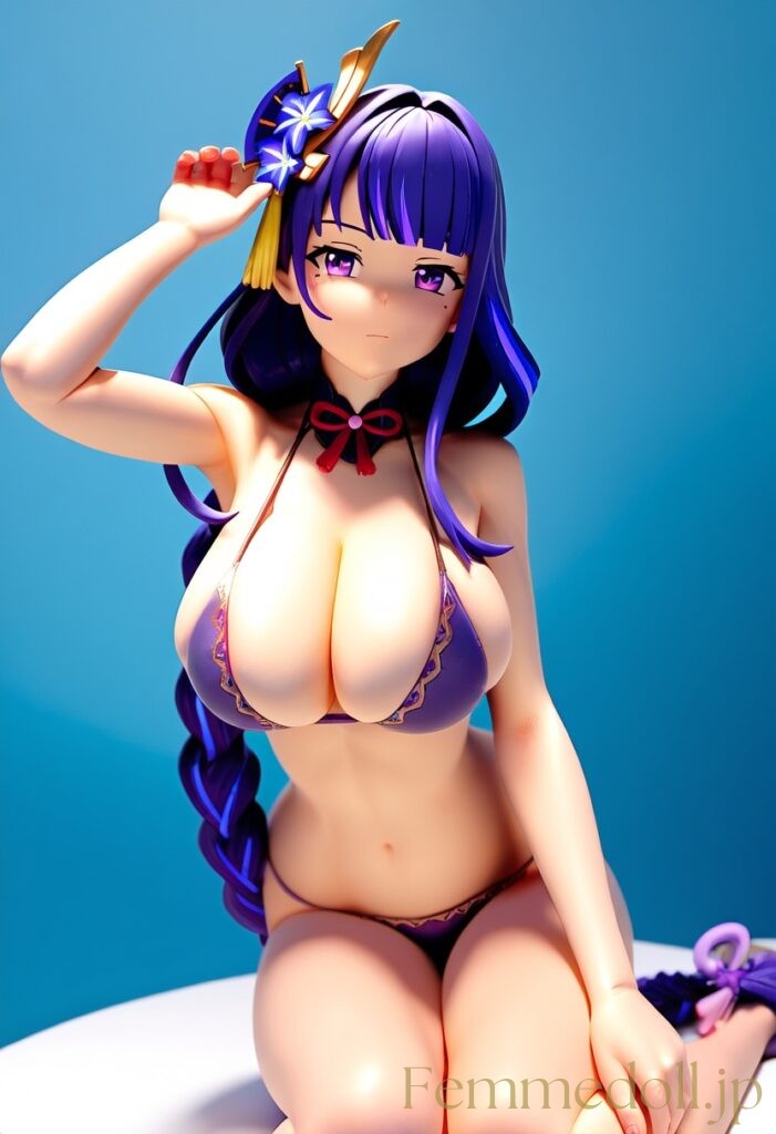 【エロ画像】原神 雷電将軍のビキニフィギュア風AIイラスト 11枚目