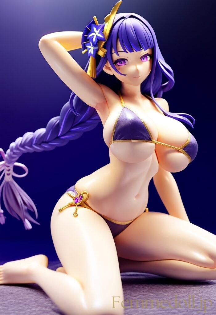 【エロ画像】原神 雷電将軍のビキニフィギュア風AIイラスト 27枚目