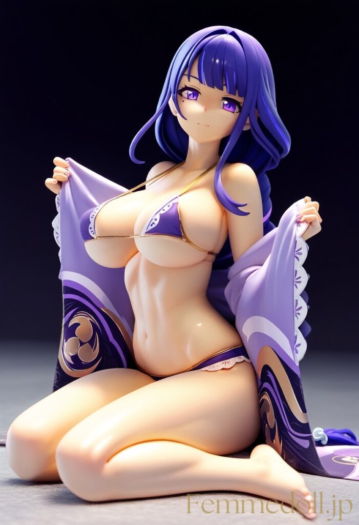 【エロ画像】原神 雷電将軍のビキニフィギュア風AIイラスト 3枚目