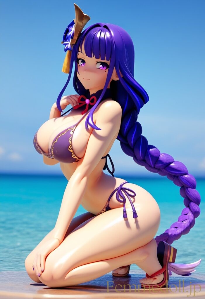 【エロ画像】原神 雷電将軍のビキニフィギュア風AIイラスト 10枚目