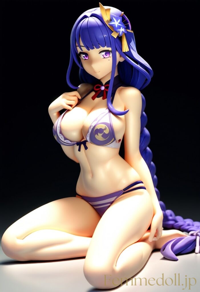 【エロ画像】原神 雷電将軍のビキニフィギュア風AIイラスト 2枚目