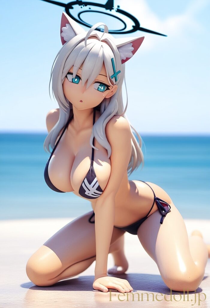 ブルーアーカイブ　シロコ＊テラーの水着フィギュア風AIエロ画像