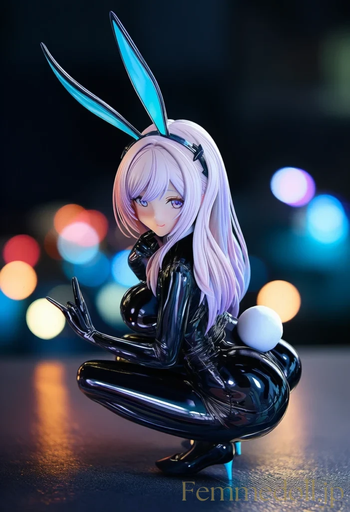 全身光沢ラテックスバニーがの悩殺ボディラインに君は耐えられるか。 1枚目