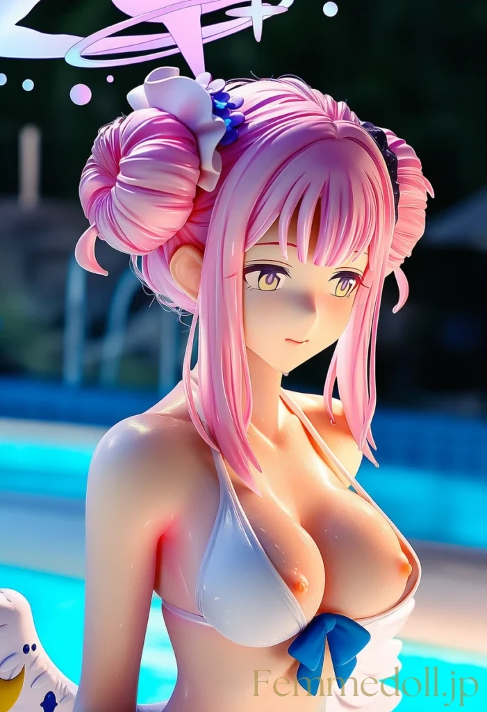 ミカが背徳の純白ボディを先生に見せつける！白いビキニが可愛すぎる♡【ブルアカエロ画像】 5枚目