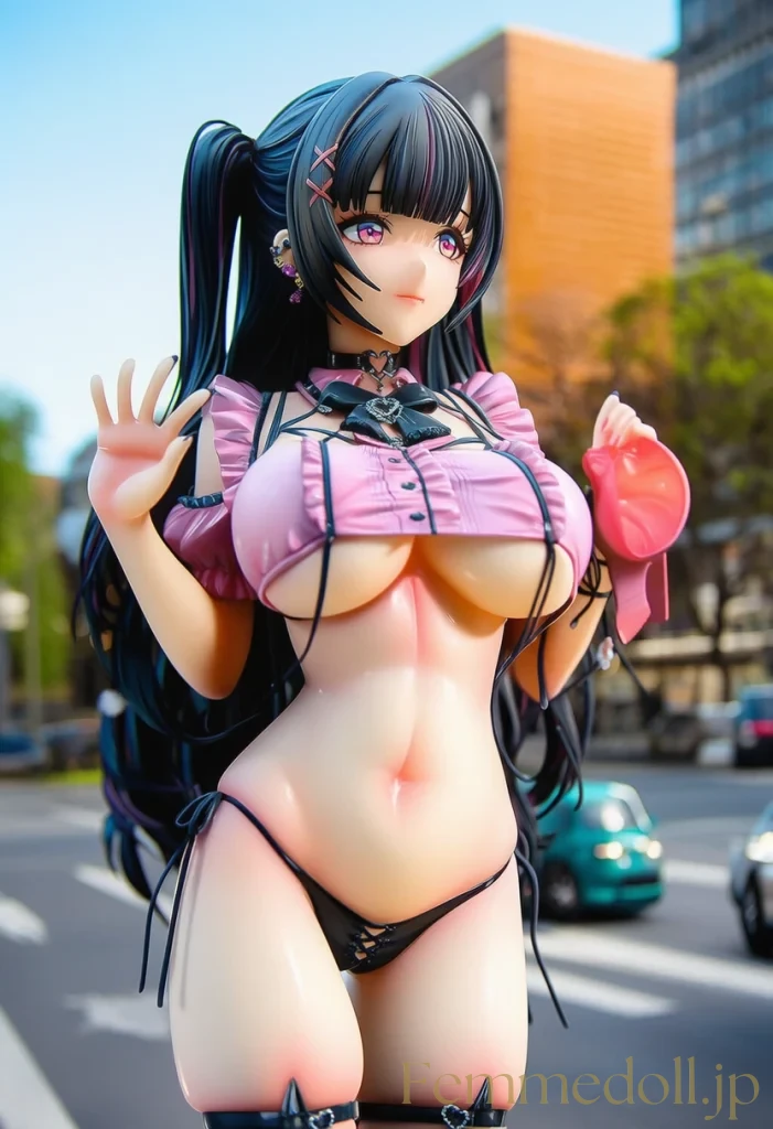 【オリジナル】地雷系女子の巨乳が服からこぼれプルプル揺れ誘惑【フィギュアエロCG48枚】 36枚目