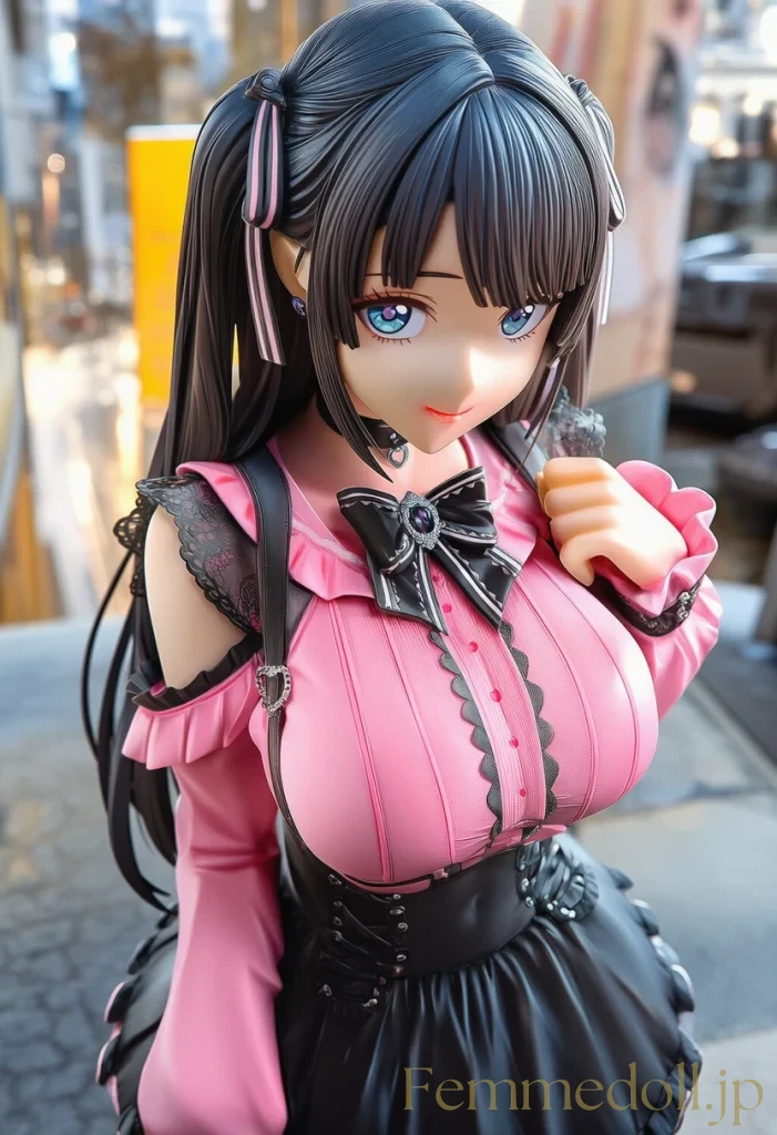 【オリジナル】地雷系女子の巨乳が服からこぼれプルプル揺れ誘惑【フィギュアエロCG48枚】 25枚目