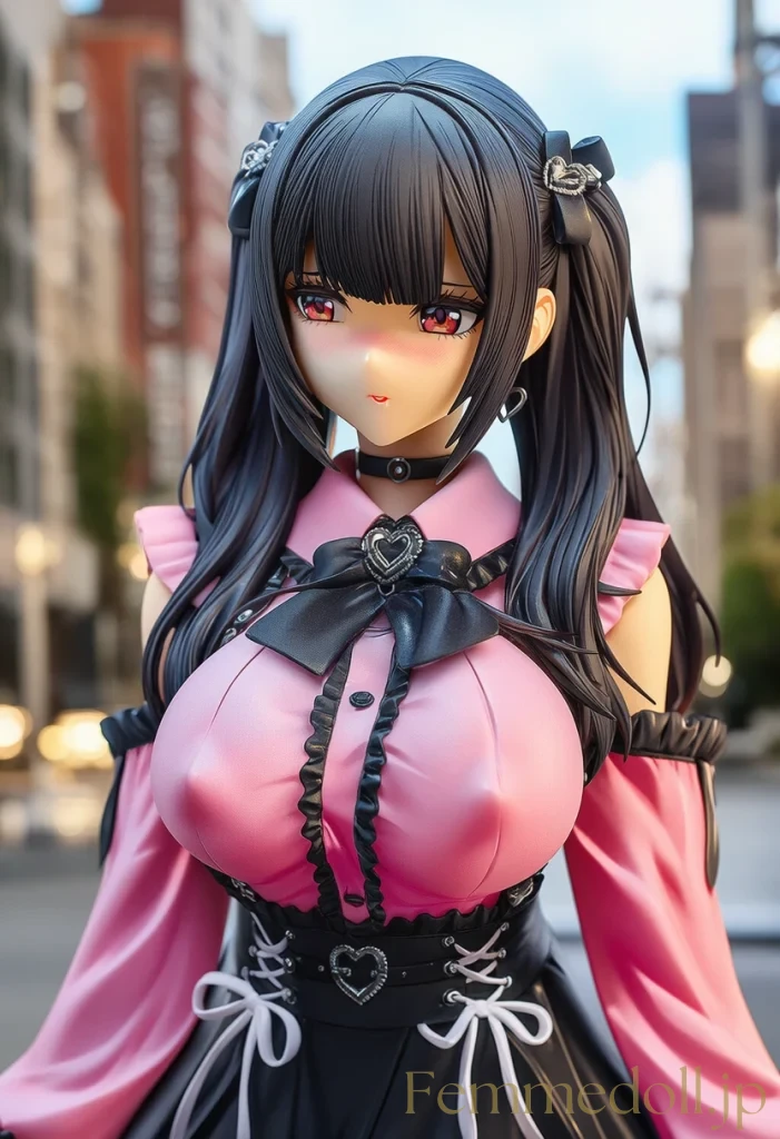 【オリジナル】地雷系女子の巨乳が服からこぼれプルプル揺れ誘惑【フィギュアエロCG48枚】 16枚目