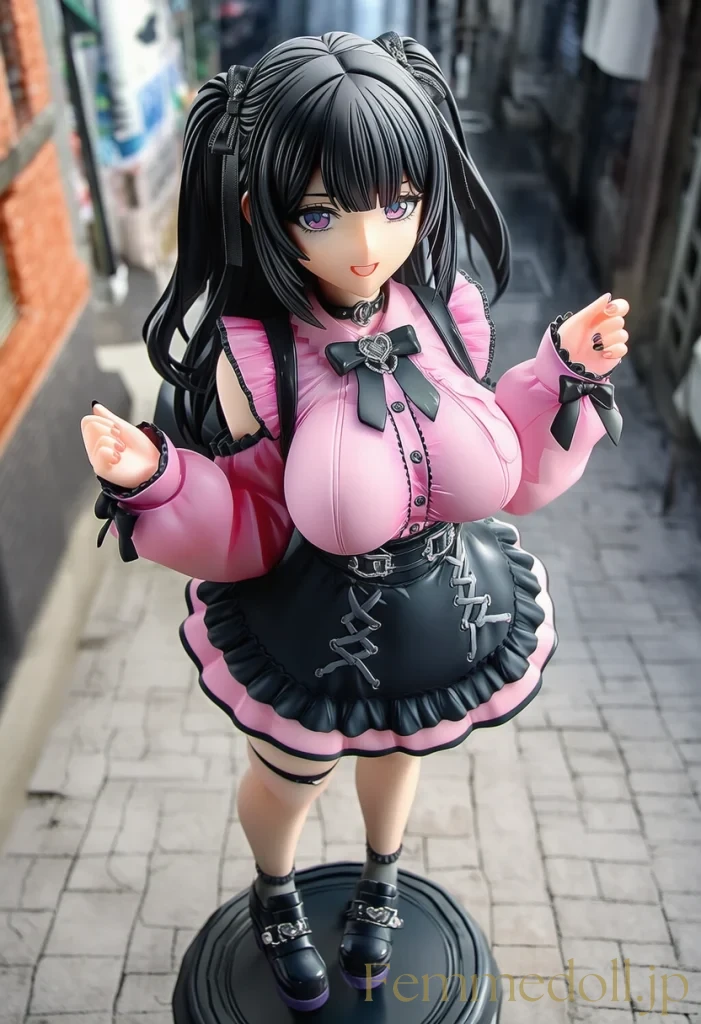 【オリジナル】地雷系女子の巨乳が服からこぼれプルプル揺れ誘惑【フィギュアエロCG48枚】 13枚目