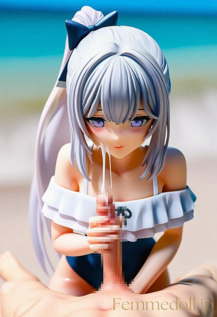 「先生の疲れ、私が癒します♡」ミヤコが水着姿で海辺のご奉仕を約束するイラスト